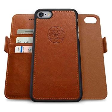 Imagem de Dreem Fibonacci 2-in-1 Wallet Case for Apple iPhone 6 & 6s - Luxury Vegan Leather, Magnetic Detachable Shockproof Phone Case, RFID Card Protection, 2-Way Flip Stand - Caramel