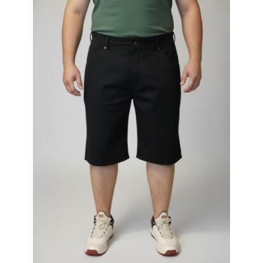 Imagem de Bermuda Masculina Jeans Preto Plus Size - Pthirillo, 48, Preto