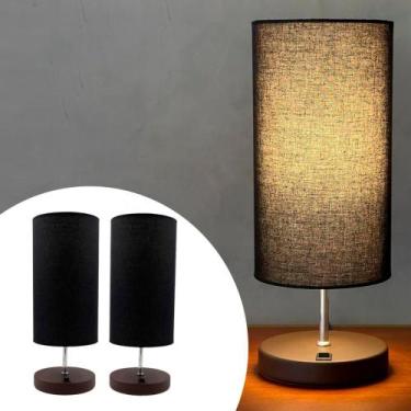 Imagem de Kit 2 Abajur De Mesa Clássico Redondo Com Interruptor Com Cúpula Para 