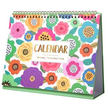 Imagem de Calendário de mesa 2026 – calendário de mesa 2026, janeiro de 2026 – dezembro de 2026, 25 x 21 cm, calendário de 2026, páginas de memorandos de 12 meses, calendário de mesa com papel grosso – floral