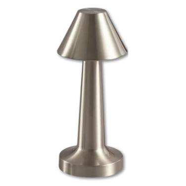 Imagem de Luminária de Mesa LED Sem Fio Recarregável com Dimmer Touch e Design Cone, Luz Suave e Ajustável (Prateado)