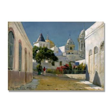 Imagem de Pinturas a óleo famosas, (paisagem 03) por Peder Mork Monsted, reprodução impressa em tela, arte de cenário para decoração de sala de estar. Tela somente 40 x 56 cm - 15,7 x 20,1 pol