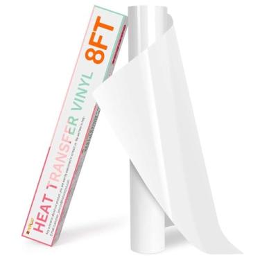Imagem de HTVRONT Vinil HTV Roll Heat Transfer - Vinil HTV branco de 30,5 cm x 2,4 m para camisas, ferro em vinil para todas as máquinas de corte - Fácil de cortar e remover ervas daninhas para design de