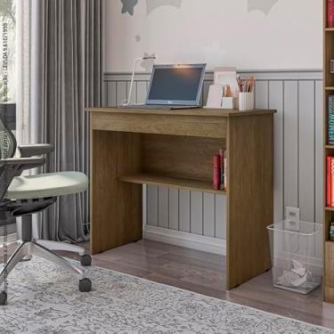 Imagem de Mesa Escrivaninha Multifuncional com 1 Gaveta e Nicho para Quarto Escritório (Freijó)