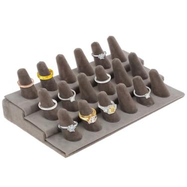 Imagem de Caixa organizadora de joias com 18 compartimentos, exibição de três camadas, caixa de armazenamento de brincos, bandeja de suporte de joias de veludo preto com tampa de vidro transparente - presente