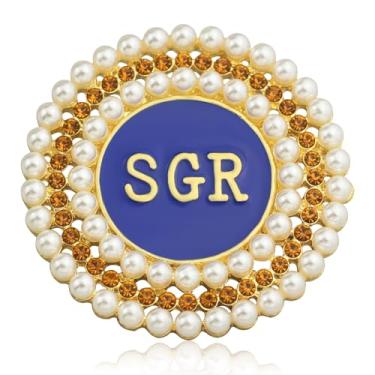 Imagem de Pérola SGRho Presente para Mulheres Sigama Gamma Rho Broche Broche Presente de Irmandade Grega Strass Parafernália Joias para Irmandade Irmã, 1.77", Cristal, Cristal