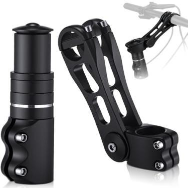 Imagem de BBTO Suporte de haste de bicicleta e haste de bicicleta ajustável MTB, extensor universal de guidão de bicicleta de 31,8 mm ± 80 graus para ajuste de ângulo, elevadores de guidão de bicicleta de