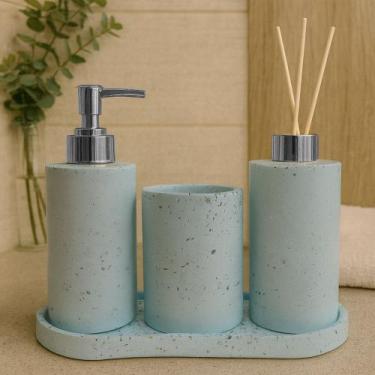 Imagem de Kit Lavabo Luxo Completo com Bandeja Saboneteira Líquida e Aromatizado