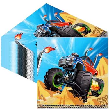 Imagem de Guardanapos Monster Truck Party Fire Cars Guardanapos Dirty Bike Trucks Sinal Carro Corrida Tema Suprimentos de Festa Pacote com 40