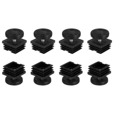 Imagem de DTGN Pés niveladores ajustáveis de 38 x 38 mm (C x L) - conjunto com 8 - Bom para móveis - Kit de inserção quadrada para móveis - Preto