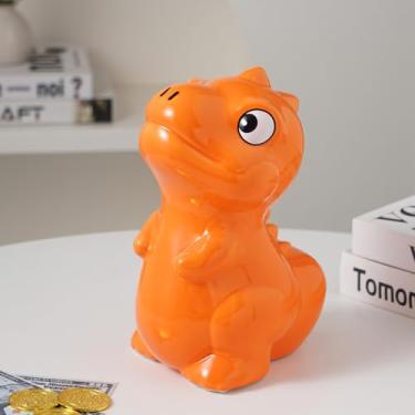 Imagem de Cofrinho de dinossauro de cerâmica para meninos, cofrinho de moedas, cofrinho de dinheiro, jarro de moedas, acessórios de jantar para adultos, caixa de economia de dinheiro, cofrinho personalizado
