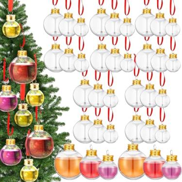 Imagem de Patelai 36 peças de bolas de bebida de Natal, enfeite de vidro de plástico, enchimento, enfeites de árvore de Natal, lâmpadas transparentes para decoração de festas de fim de ano, ambientes internos e