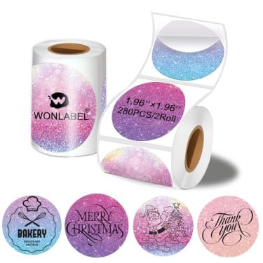 Imagem de Etiquetas de círculo térmico, 5 x 5 cm, 280 etiquetas por rolo, 2 rolos, rosa roxo, compatível com M110 M108 M220 M260 M120 M221 P50 221B T50