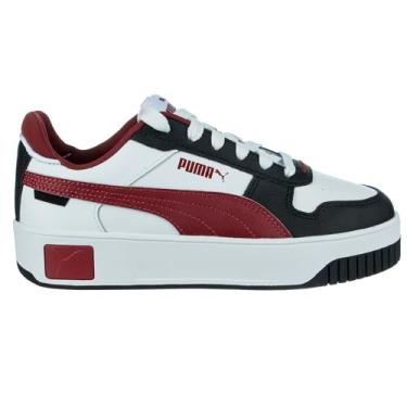 Imagem de PUMA Tênis feminino Carina Street, branco-vermelho intenso, preto, 39