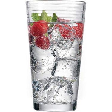 Imagem de Circleware Copos de bebida de argola Highball, conjunto de 4, copos de chá gelado pesado Kitchen Entertainment, copos de vidro para água, cerveja, suco, bar, licor de fazenda, 450 ml, transparente