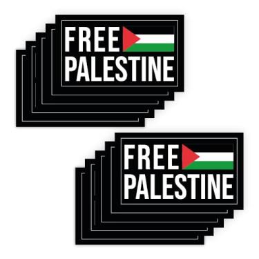 Imagem de SICOL PLUS Adesivo de bandeira da Palestina, pacote com 10 - vinil de sinalização decorativa, à prova de intempéries, 15 x 10 cm