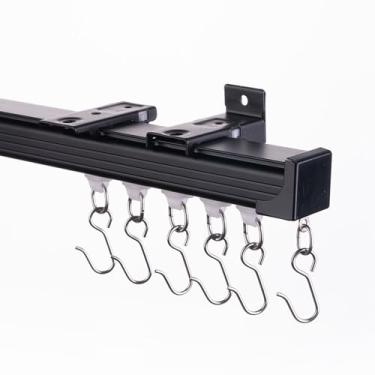 Imagem de INNOVIO Trilho de cortina de teto, 0,9 m a 1,8 m suporte de trilho de cortina ajustável para teto/parede, varões de alumínio resistente com ganchos de rolo - sistema de trilho de cortina para ilhós