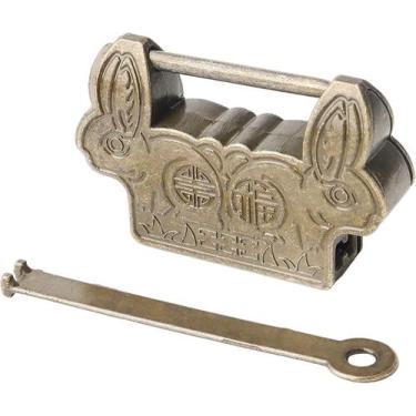 Imagem de Cadeados chineses antigos Fechadura vintage com chave (orelha de coelh