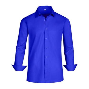 Imagem de Camisa social GIANZEN azul royal para homens Slim Fit, tamanho XS