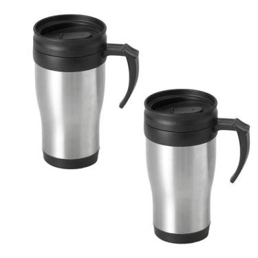 Imagem de Kit 2 Caneca Termica Para Cafe Com Alça Inox Com Tampa Parede Dupla Ce