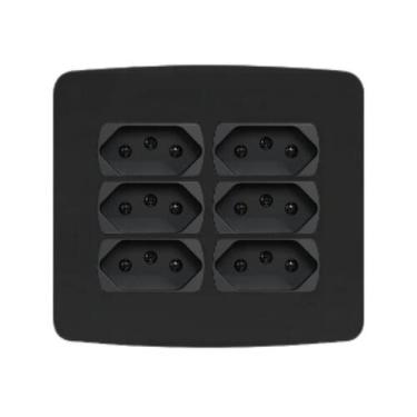Imagem de Conjunto 4x4 6 Tomadas 10A Preto Miluz Schneider S3B70341
