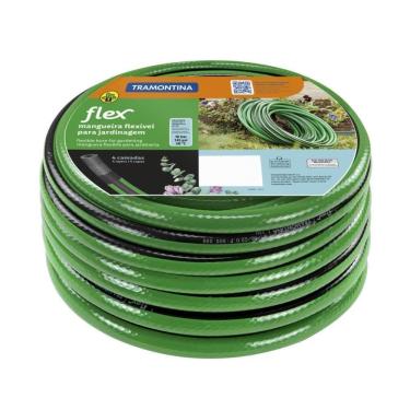Imagem de Mangueira Flex Para Jardim Tramontina Verde Com Faixa Preta Em Pvc 4 Camadas 50 M