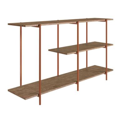 Imagem de Aparador Tube com 3 Prateleiras Vermont E Cobre Pés Metálico Industrial - D`Rossi