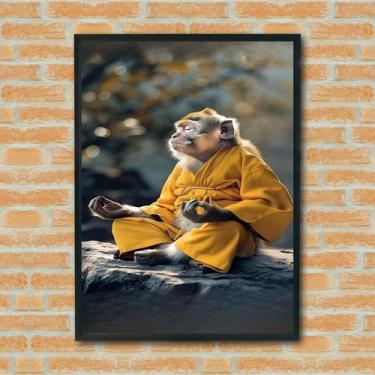 Imagem de Quadro Decorativo Macaco Meditação - 70X50Cm - Quadros On-Line