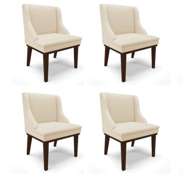 Imagem de Kit 04 Cadeiras de Jantar Liz Corino Base Fixa Madeira Tabaco - D'Rossi
