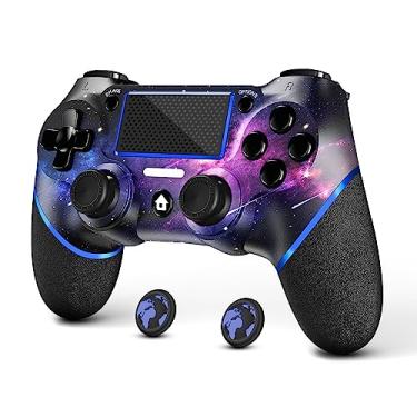 Imagem de AceGamer Wireless Controller for PS4, Purple Galaxy Custom Design with Non-Slip Grips of Both Sides, Turbo Function and 3.5mm Audio Jack, Bonus 2 Thumb Grips