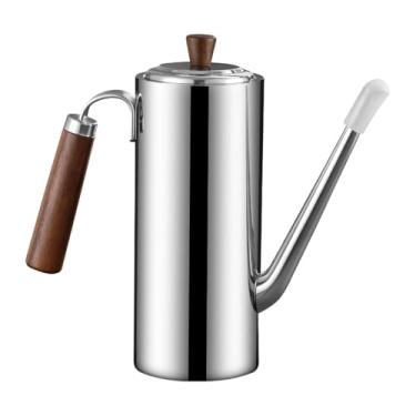 Imagem de AFXGUSD Garrafa dispensadora de óleo Garrafa de óleo Galheteiro multiuso para acessório de cozinha aço inoxidável, Cabo de Nogueira, 700ml