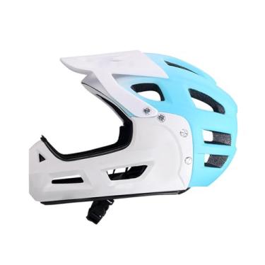 Imagem de Colaxi Capacete de bicicleta para adultos, respirável, ciclismo, skate, biker, BMX, ventilação ajustável com viseira leve, Branco Azul