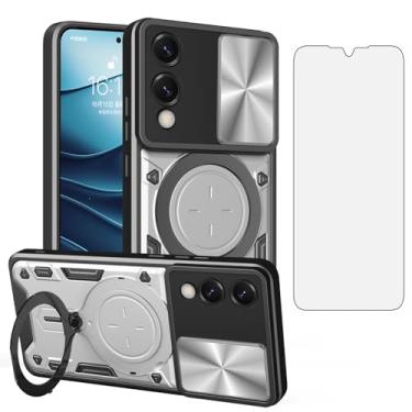 Imagem de Asuwish Capa de telefone para Samsung Galaxy S25 Edge Slide Camera Magnetic Cover com protetor de tela de vidro temperado e suporte de anel acessórios de celular híbrido S25Edge 25S S 25 25Edge