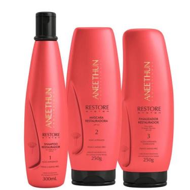 Imagem de Kit Restore Shampoo300ml Máscara250g Finalizador250g - Aneethun