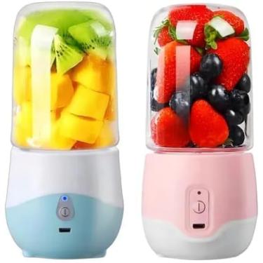 Imagem de Mini Liquidificador Portátil USB 300ml | Juice Cup Mixer Recarregável | Prepare Shakes, Sucos e Vitaminas em Segundos | Lâmina Inox e Design Compacto - Rosa