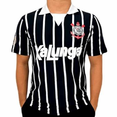 Imagem de Camisa Polo Corinthians Retrô Kalunga, Masculina, Preta, G