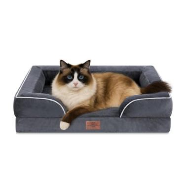 Imagem de Comfort Expression Sofá-cama impermeável com espuma ortopédica para cães pequenos, cama confortável para animais de estimação com capa removível lavável e fundo antiderrapante (PP, cinza escuro)