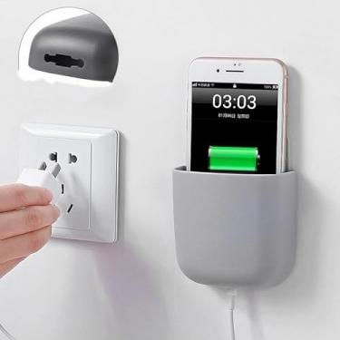 Imagem de Suporte de controle remoto autoadesivo, sem perfuração, suporte de parede organizador de armazenamento, suporte de controle universal para carregar telefones com ranhura, mesa de escritório em casa