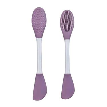 Imagem de Escova de máscara facial de cabeça dupla, massagem de limpeza facial, limpeza de cabelo macio de silicone, adequada para uma variedade de produtos de cuidados com a pele e aplicação de máscara facial