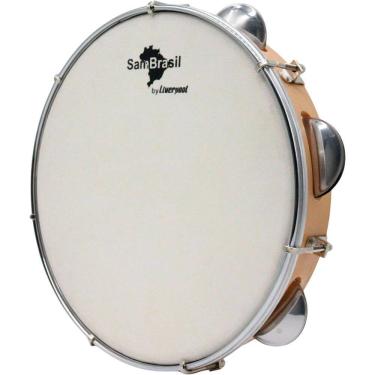 Imagem de Pandeiro 10`` Premium Pele Branca Sambrasil Liverpool Amarelo