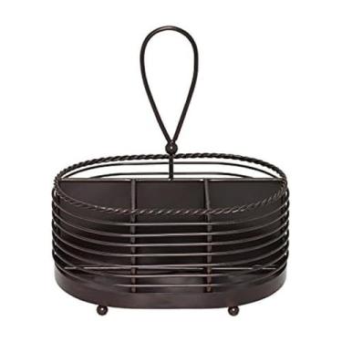 Imagem de Gourmet Basics by Mikasa Porta-talheres e guardanapos de mesa de metal, 25,4 cm, preto antigo