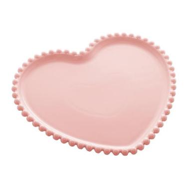 Imagem de Prato De Cerâmica Formato Coração Com Borda Pearl Para Servir Café Lan