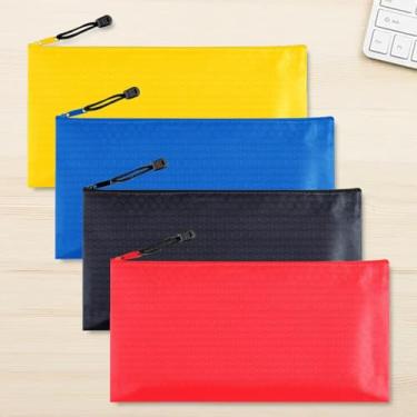 Imagem de 4 peças A6 sacos de arquivo com zíper pasta de armazenamento de documentos de escritório para viagem de escritório, material escolar, armazenamento de organização doméstica