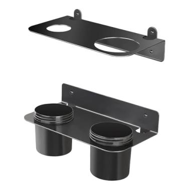 Imagem de IEUDNS Suporte duplo para funil de óleo com copos coletores removíveis, suporte de montagem e prateleira de armazenamento para garagem.