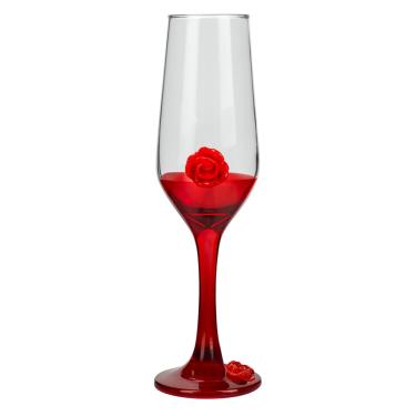 Imagem de Taça Pomba Gira Luxo Rosa Vermelha haste Vermelha Champ186ml