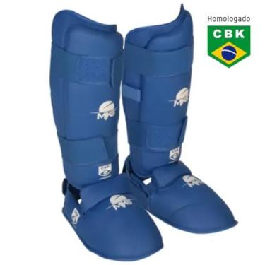 Imagem de Caneleira Karate com Protetor de pé MKS Competition Homologada CBK (AZUL, GG)