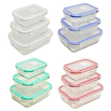 Imagem de Pote Hermético de Vidro Retangular com 4 Travas - Bela Flor, 1,04L, Ki