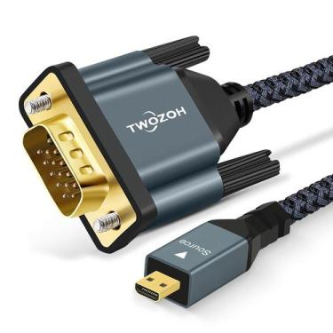 Imagem de Cabo Micro HDMI para VGA Twozoh 10 pés 1080P 720p banhado a ouro