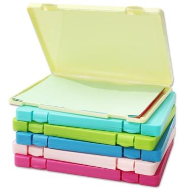 Imagem de JarThenaAMCS Pacote com 6 caixas de armazenamento de papel para scrapbook 32 x 24,4 cm, caixa organizadora de plástico pastel para cartões, documentos, artesanato, escritório, material escolar