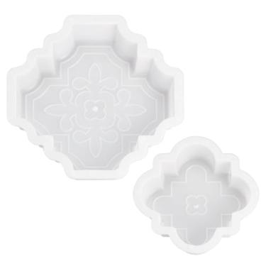 Imagem de MAYJOYDIY 2 peças de plástico em forma de tijolo de concreto, 2 tamanhos, belas formas de pavimentadora Pathmaker, padrões de pavimentação de passarela de jardim para paisagismo ao ar livre, criação